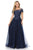 Lenovia - 8125 Beaded Lace Bateau A-line Gown Evening Dresses XS / Navy