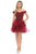 Lenovia - 8130 Embroidered Off-Shoulder Layered A-line Dress Homecoming Dresses XS / Burgundy