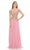 Lenovia - 8132 Embroidered Off Shoulder Chiffon Dress Prom Dresses XS / Blush
