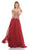 Lenovia - 8132 Embroidered Off Shoulder Chiffon Dress Prom Dresses XS / Burgundy