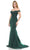 Lenovia - 8134 Embroidered Off Shoulder Trumpet Dress Bridesmaid Dresses XS / Hunter Green