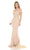 Lenovia - 8134 Embroidered Off Shoulder Trumpet Dress Bridesmaid Dresses XS / Nude