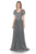 Lenovia - 8139 Embroidered V Neck A-line Gown Mother of the Bride Dresses XS / Charcoal