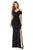 Lenovia - Long Off Shoulder Ruffle Trimmed Dress 5206 CCSALE L / Black