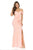 Lenovia - Long Off Shoulder Ruffle Trimmed Dress 5206 CCSALE S / Blush/Pink