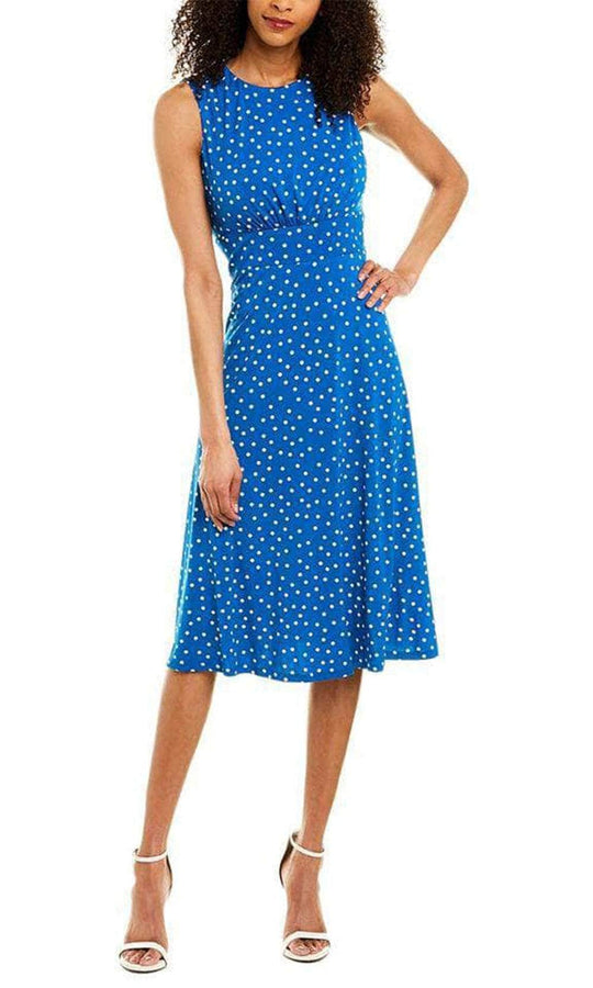 London Times T4252M - Sleeveless Knee-Length Dress Special Occasion Dress 12 / Cobalt White