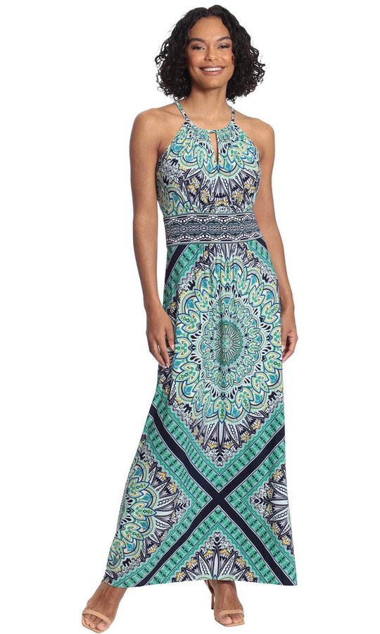 London Times T5352M - Halter Print Long Dress Evening Dresses