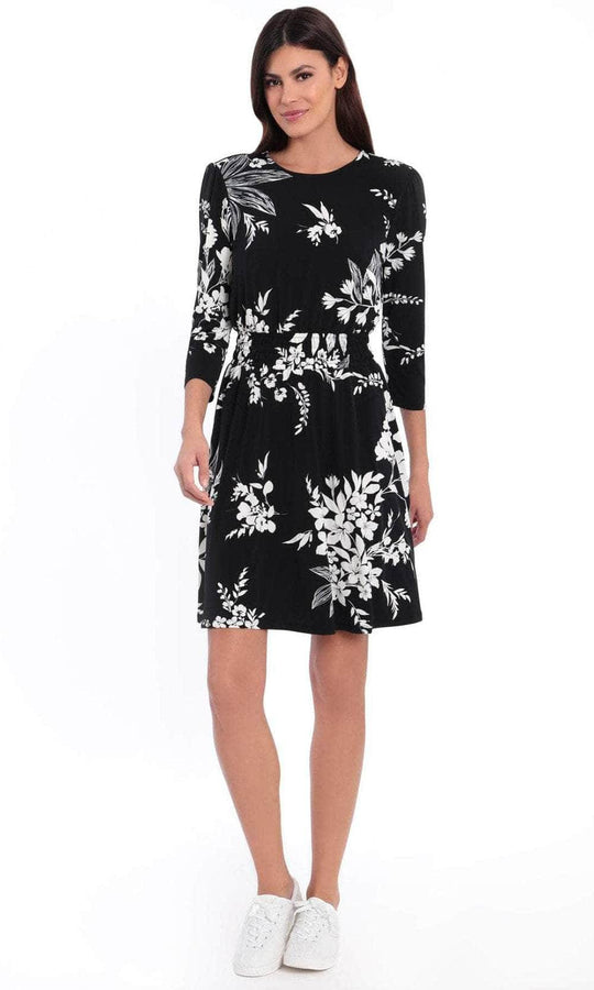 London Times T5677M - Jewel Printed Cocktail Dress Holiday Dresses 4 / Black White