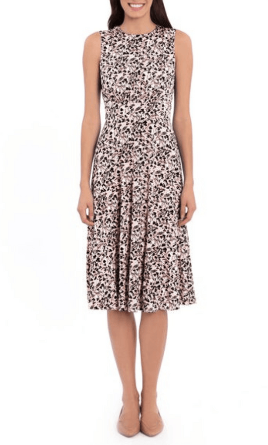 London Times T5758M - Sleeveless Floral Print Midi Dress Special Occasion Dress