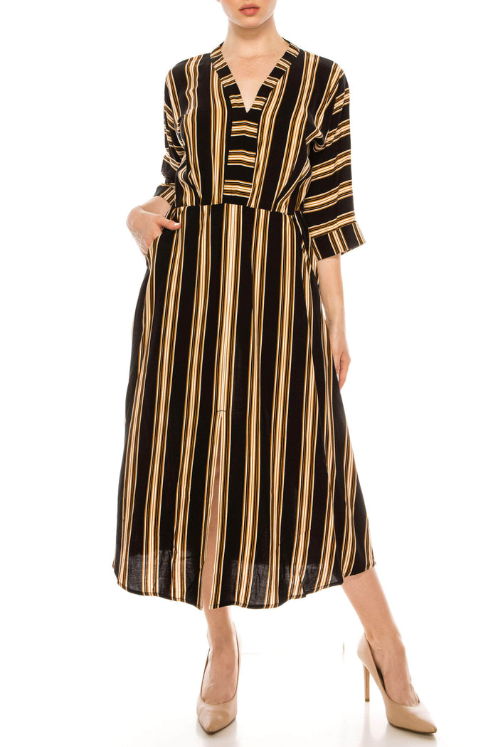 London Times T5880M - Quarter Length Sleeves V-Neck Casual Dress Special Occasion Dress
