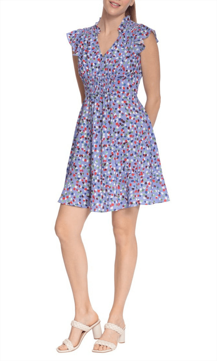 London Times T6305M - Polka Dotted Short Dress Special Occasion Dress 0 / Lavender