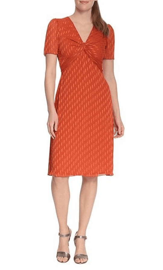 London Times T6337M - High Waist Midi A-line Dress Special Occasion Dress 0 / Rooibos Tea