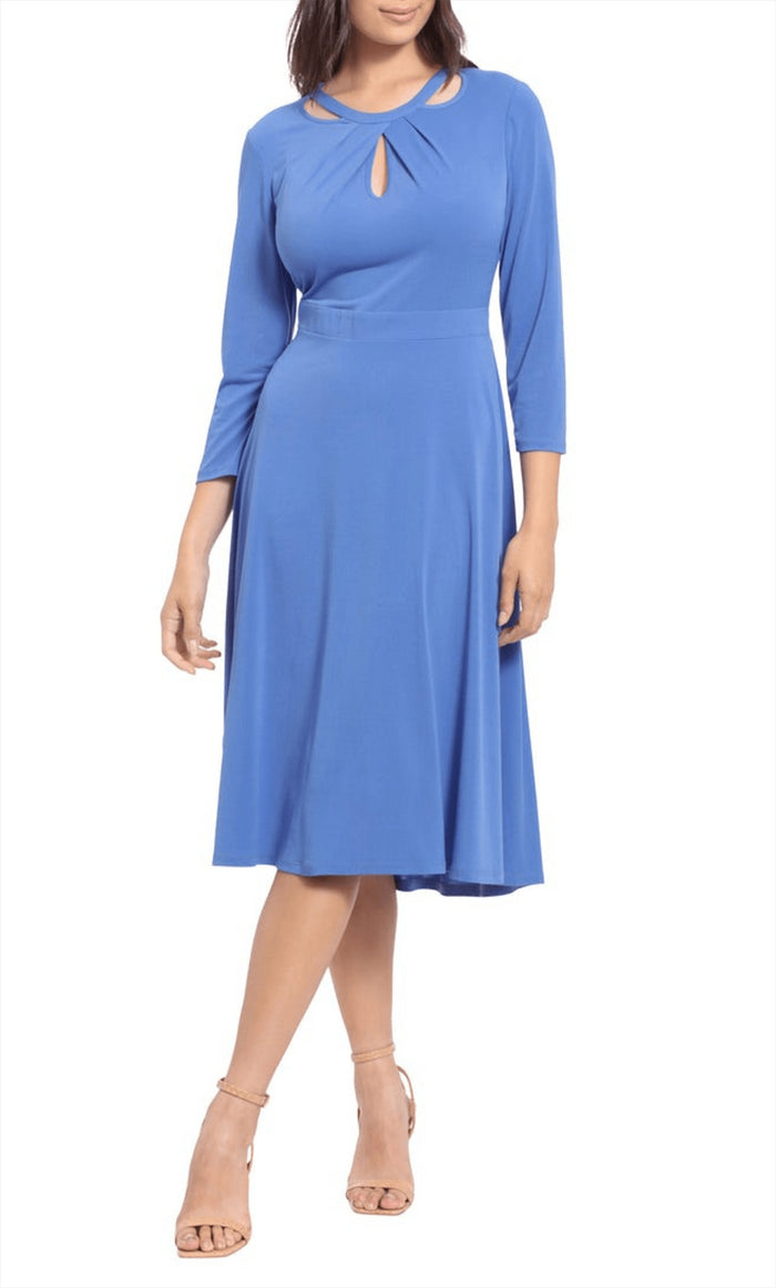 London Times T6474M - Jewel Neck Cutouts Formal Dress Special Occasion Dress 0 / Amparo Blue