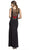 Long Black Sheath Formal Dress with Illusion Back Evening Dressses
