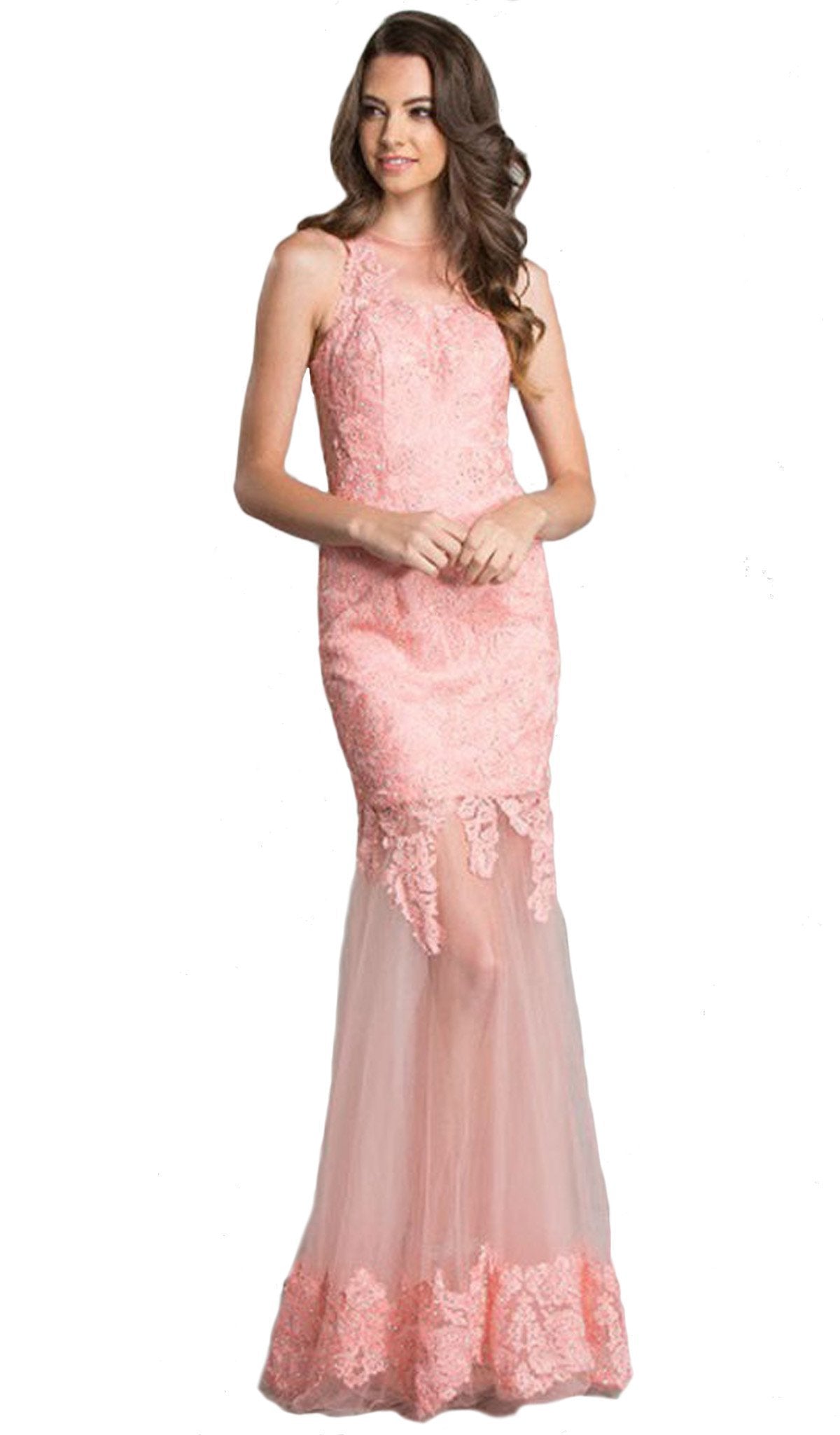 Aspeed Design - Long Sheath Gown with Sheer Illusion Skirt