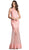 Long Sheath Gown with Sheer Illusion Skirt Dress XXS / Light-Pink