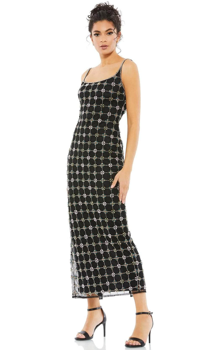 Mac Duggal 10778 - Geometric Patterned Scoop Long Dress Prom Dresses 0 / Black