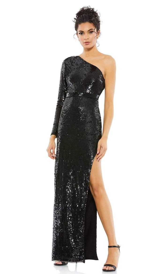 Mac Duggal - 10788 Asymmetric Sequined Gown Evening Dresses 0 / Black