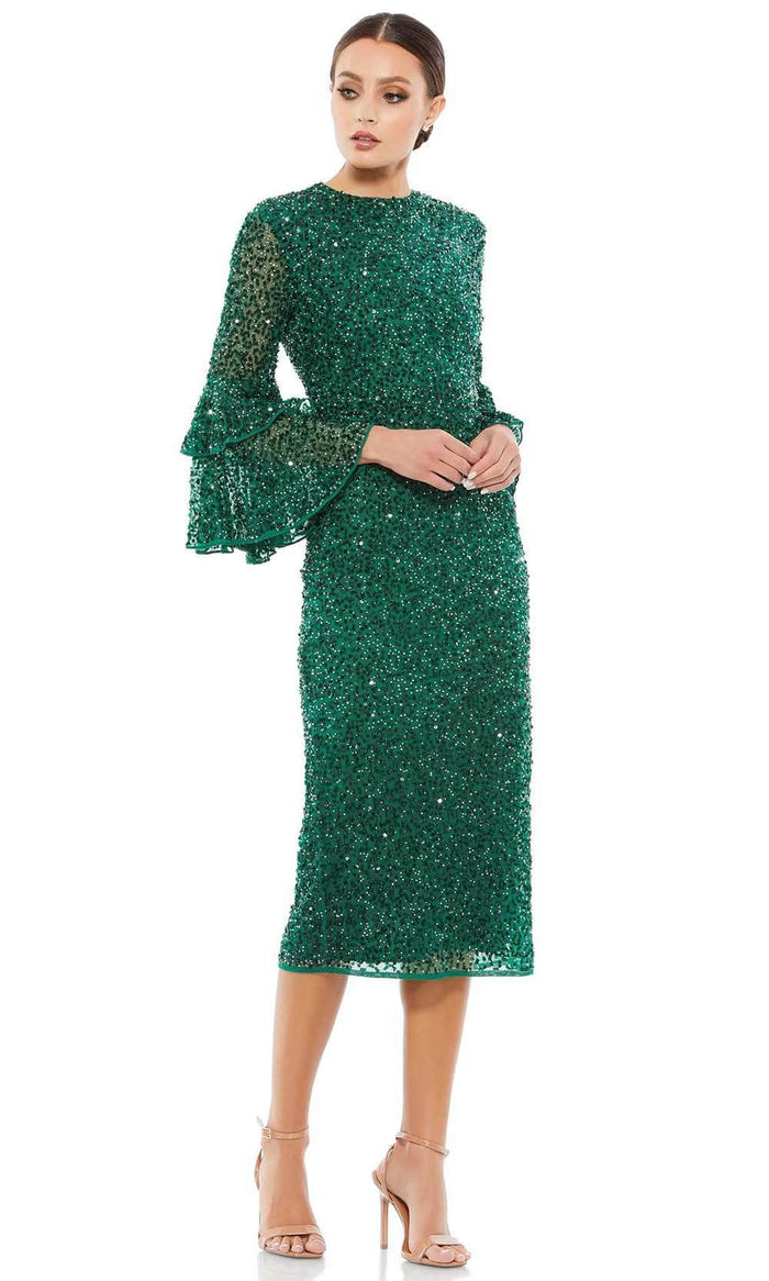 Mac Duggal 10802 - Tiered Ruffle Sleeve Cocktail Dress Special Occasion Dress 2 / Deep Emerald