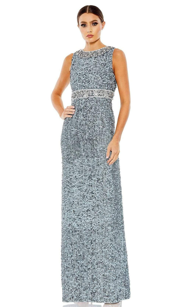 Mac Duggal - 10839 Crystal Ornate Sheath Gown Special Occasion Dress 2 / Slate Blue