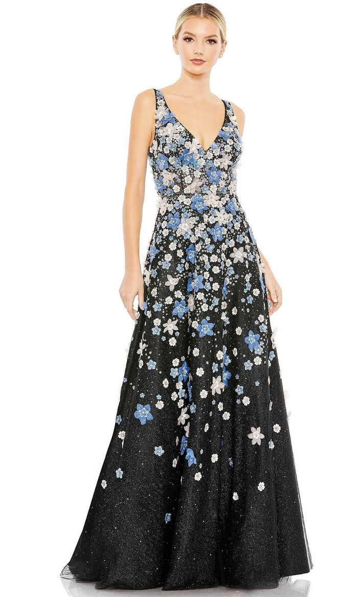 Mac Duggal 11169 - V-Neck Embellished Prom Dress Special Occasion Dress 0 / Black Multi