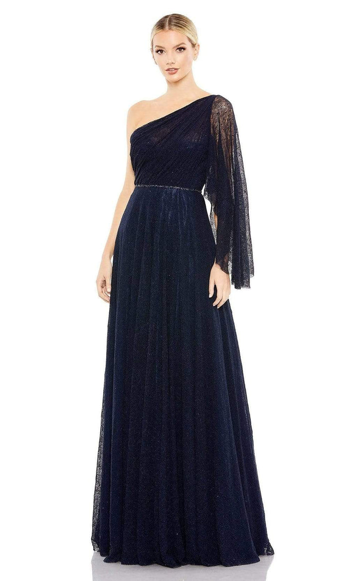 Mac Duggal - 11244 Lace Asymmetric A-Line Gown Evening Dresses 2 / Navy