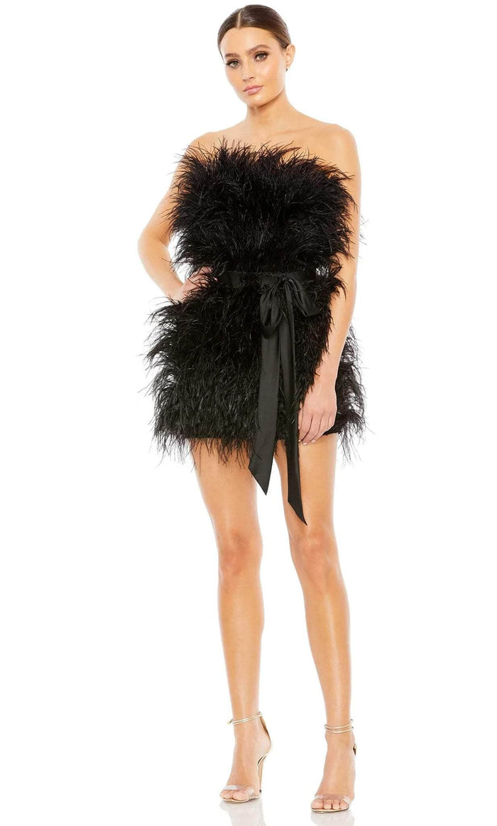 Mac Duggal 11436 - Strapless Feather Cocktail Dress Cocktail Dresses 0 / Black