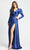 Mac Duggal - 12404 Puff Sleeve Wrap Gown Special Occasion Dress In Blue