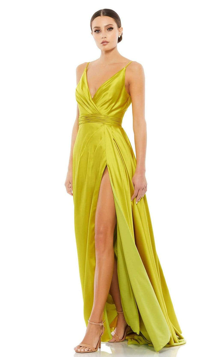 Mac Duggal - 12443 Long Draped A-Line Gown Special Occasion Dress 0 / Chartruese