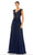 Mac Duggal - 20264 Embroidered V-Neck A-Line Dress Evening Dresses 2 / Navy