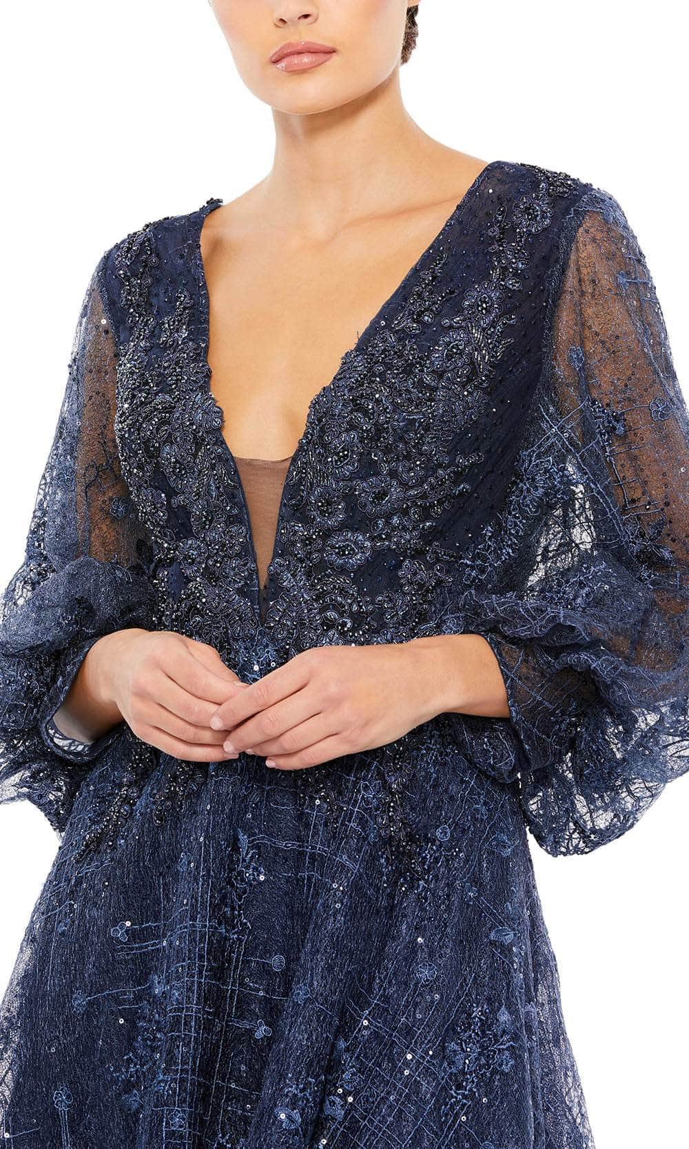 Mac Duggal 20283 - Long Sleeves Plunging V-neck Long Gown – Couture Candy