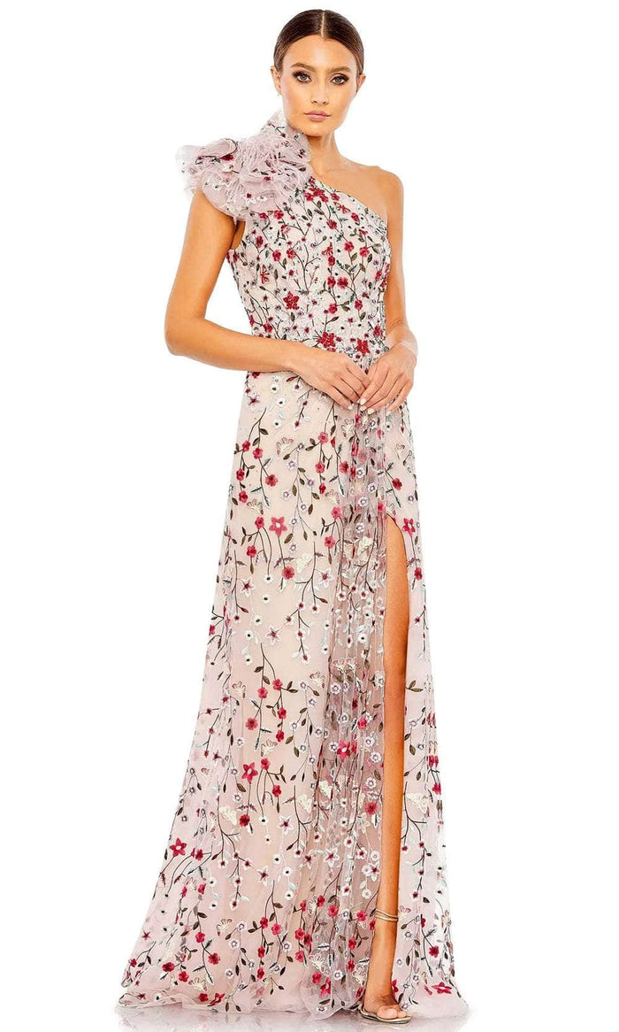 Mac Duggal 20331 - Floral Asymmetric Evening Gown Evening Dresses 2 / Rose Multi