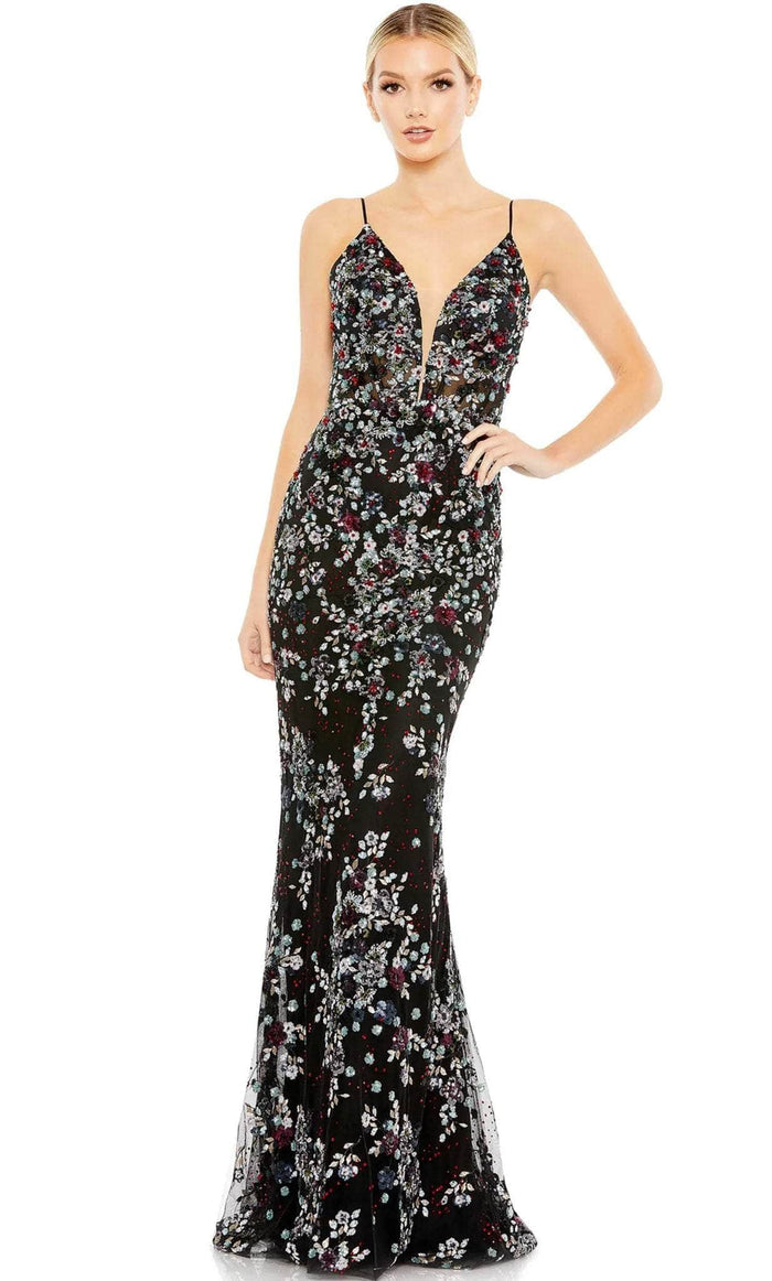 Mac Duggal 20332 - Floral Sleeveless Prom Dress Special Occasion Dress 0 / Black