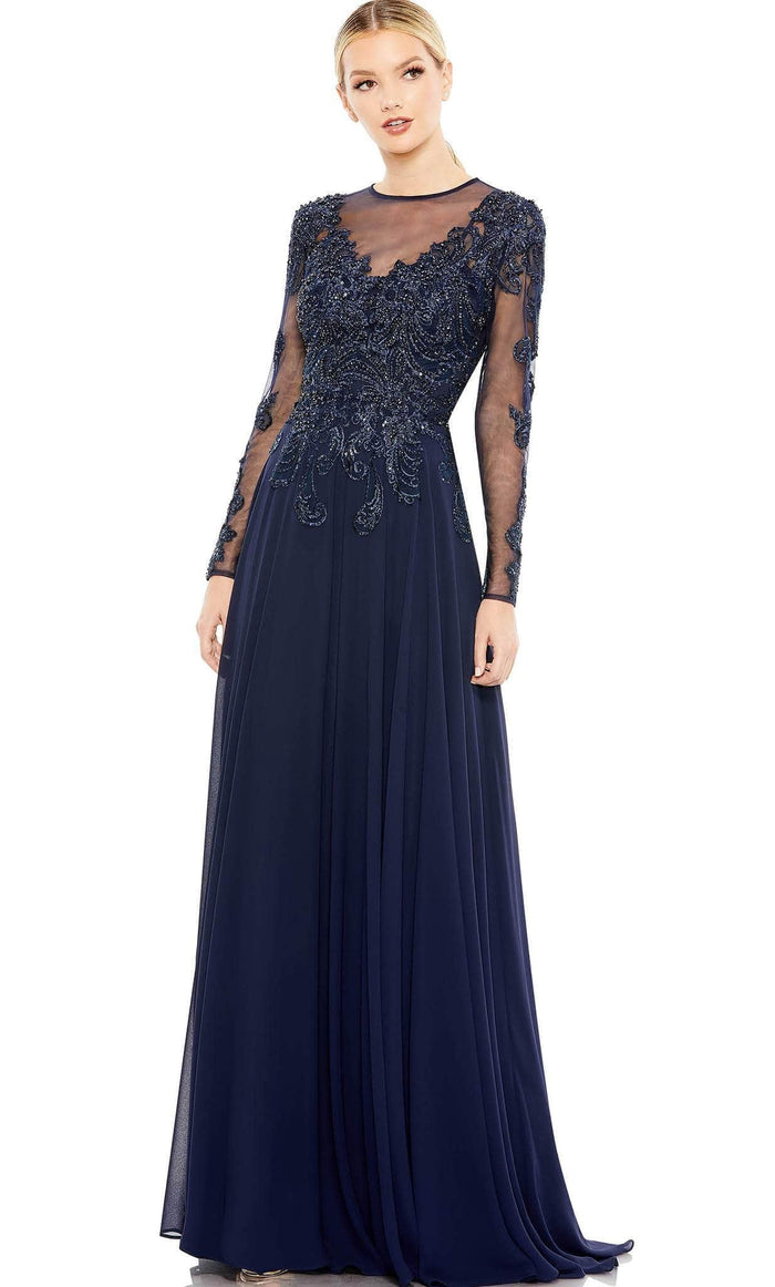 Mac Duggal 20385 - Illusion Jewel Neck Formal Dress Special Occasion Dress 2 / Midnight