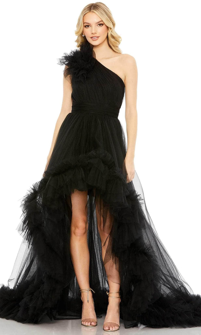 Mac Duggal 20412 - One Shoulder Ruffled Detail Gown Evening Dresses 0 / Black