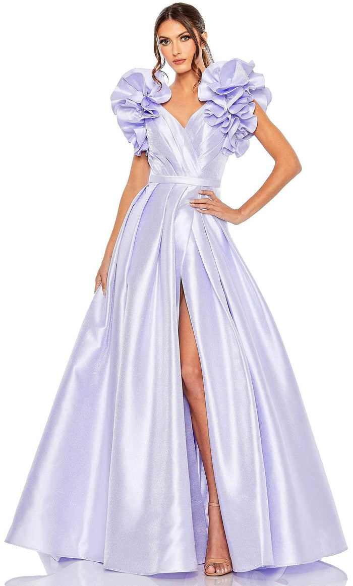 Mac Duggal 20522 - Satin-Crafted Voluminous Gown Prom Dresses 2 / Periwinkle