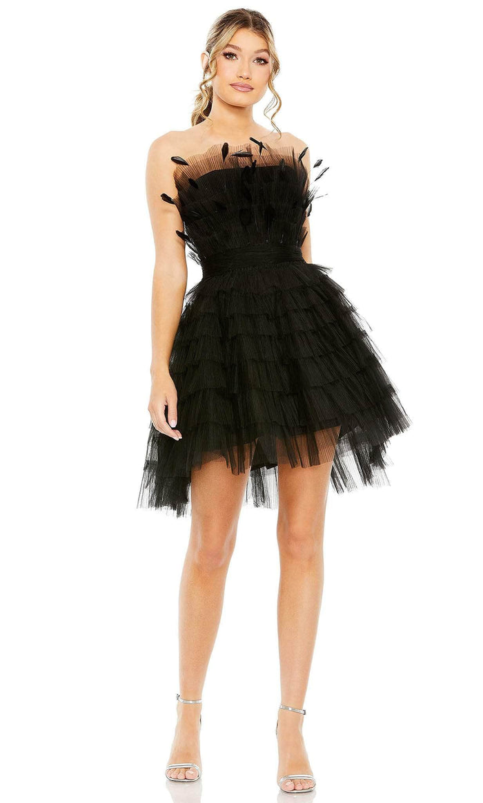 Mac Duggal 20529 - Strapless Feather Detail Cocktail Dress Special Occasion Dress 0 / Black