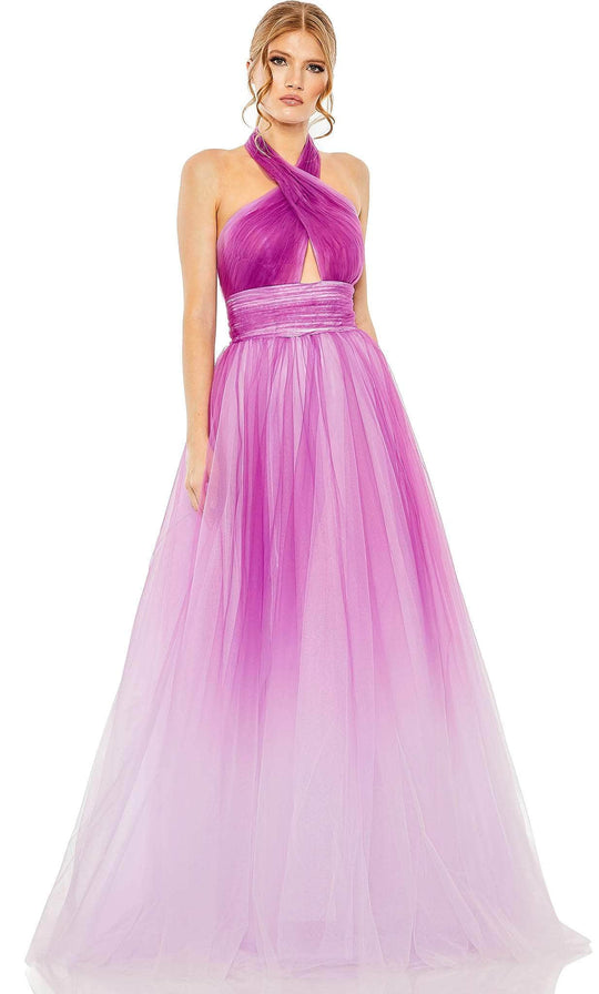 Mac Duggal 20554 - Ruched Halter Neck Classic Prom Gown