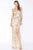 Mac Duggal - 4635R Long Dynasty Sleeve Sequined High Slit Gown Special Occasion Dress 0 / Gold