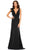 Mac Duggal - 49454 Deep V Neck Dress With Bow Evening Dresses 0 / Black