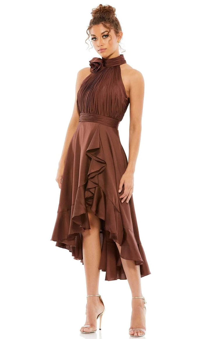 Mac Duggal 49488 - High Neck Sleeveless Cocktail Dress Special Occasion Dress 0 / Chocolate