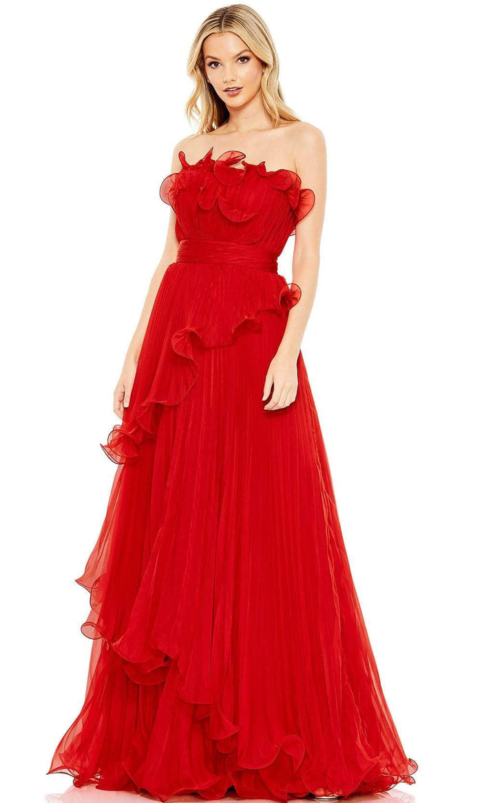 Mac Duggal 49537 - Ruffled Strapless A-Line Prom Gown Prom Dresses 0 / Red