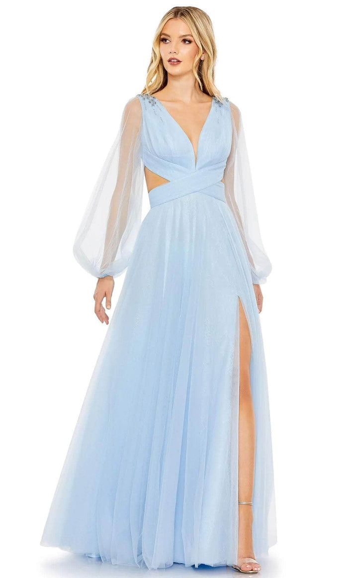 Mac Duggal 50662 - V-Neck Evening Gown Evening Dresses 0 / Ice Blue