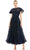 Mac Duggal 50665 - Floral Lace Jewel Neck Midi Dress Cocktail Dresses 0 / Navy