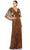 Mac Duggal 5221 - Cape Sleeve Sequin Prom Dress Prom Dresses 4 / Chocolate