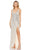 Mac Duggal - 5372 Sequined Plunging V Neck Fitted Dress Evening Dresses 0 / Nude/Silver
