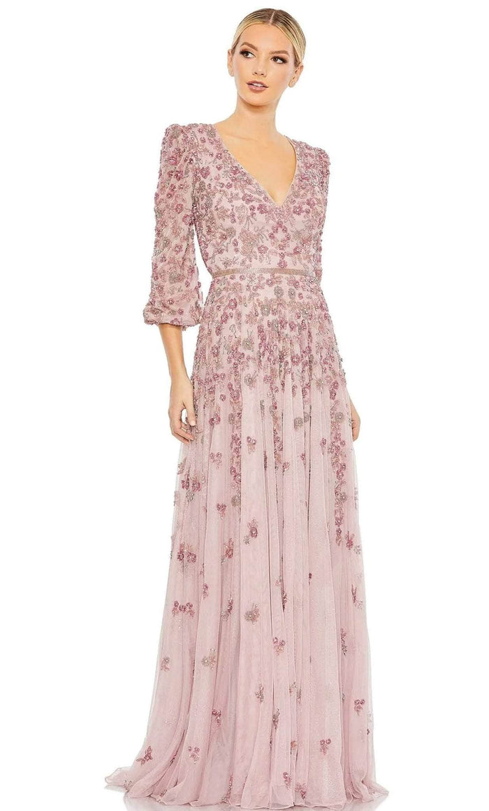 Mac Duggal 5497 - Floral Appliqued Formal Dress Evening Dresses 0 / Rose