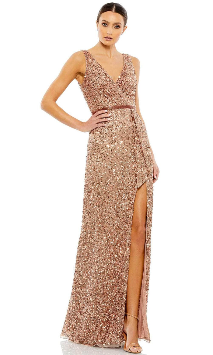 Mac Duggal 5539 - Sequin Ornate Wrap Evening Dress Prom Dresses 0 / Copper