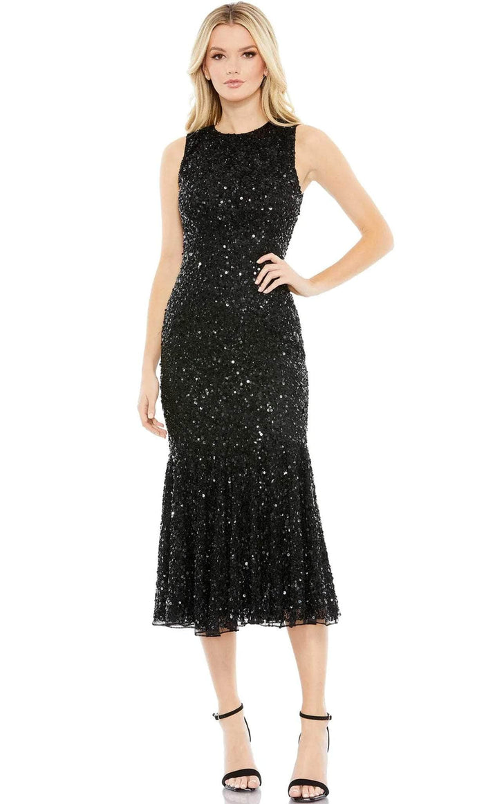 Mac Duggal 5597 - Sequined Sleeveless Fit and Flare Gown Cocktail Dresses 0 / Black