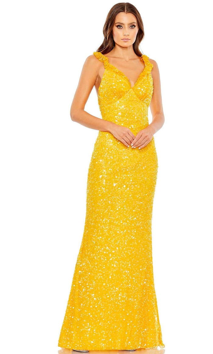 Mac Duggal 5674 - V-Neck Prom Dress Prom Dresses 0 / Marigold